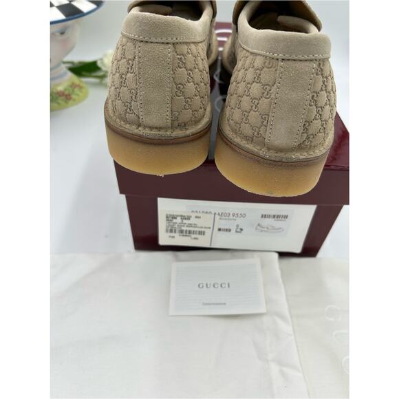 Men\'s Gucci suede GG monogram web loafers size 9 fits 9.5 US made in Italy main image 12